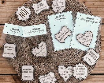 SVG & PDF magnets with matching print template for bag flaps and bag inserts / Magnets with sayings / Laser file for funny magnets / Commercial license