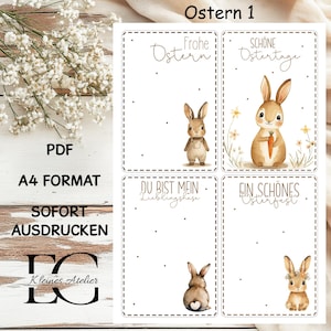 PDF / Druckvorlage Ostern / Druckdatei Ostern Einleger für Tüten / Tütengeschenke/ Osterhase/ Frohe Ostern/ kommerz. Lizenz