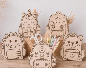 SVG back-to-school/ Laser file schoolbag box/ Pencil holder box schoolbag/ Gift box back-to-school/ School start/ School beginning/ Commercial license