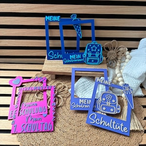 Cornice portafoto 3MF Primo giorno di scuola/ Cornice retrò Scolaro/ Il mio cono scolastico/ La mia borsa scolastica/ File 3D Primo giorno di scuola/ STL Scolaro/ Licenza commerciale