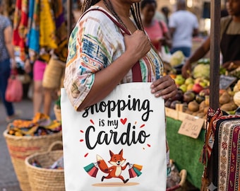 Shopping is My Cardio Tote Bag, Fun Tote,  Eco-Friendly  Gift for Fitness Lovers