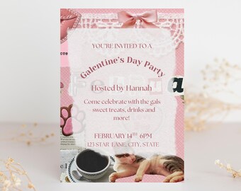 Invito stampabile per il giorno di San Valentino: tema Scarpbook rosa per San Valentino (download digitale Canva)