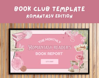 Modello di rapporto del club del libro di lettori di romanzi rosa: presentazione Canva modificabile (download digitale)