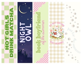 Set di segnalibri estivi / 5 segnalibri stampabili / perfetti per club del libro e decorazioni
