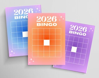 Modello di cartella bingo 2026: cartella bingo Vision Board modificabile 2026 5x7 (Canva, download digitale)
