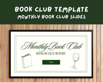 Monthly Book Club Presentation Slides: Minimalist Aesthetic Monthly Bookclub Editable Presentation Template (Digital Download)