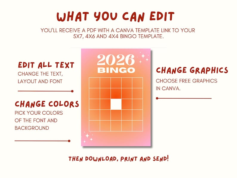 2026 Bingo Card Template: Editable Vision Board Bingo Card 2026 5x7 ...