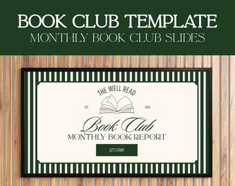 Modello di PowerPoint per diapositive del club del libro: presentazione Canva modificabile (download digitale)