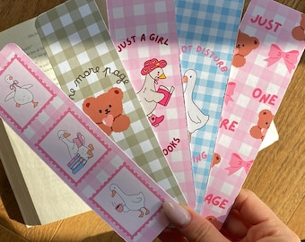 segnalibri per club del libro: segnalibri con oca, orso e fantasia (stampabili)