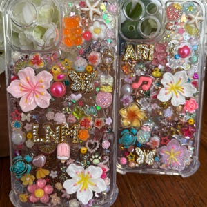 Custom Junk iPhone Case with Charms: Bling Monogram Gift Teenager Phone Case Custom Bling Junk Case for Tween Girls