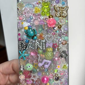 Custom Charm iPhone Case: Bling Junk Style, Personalized Colors Phone Junk Case Custom Monogram Bling Charms Phone Gift