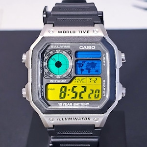 Custom Casio AE1200 Watch: Multi-Color Display Mod - World Time