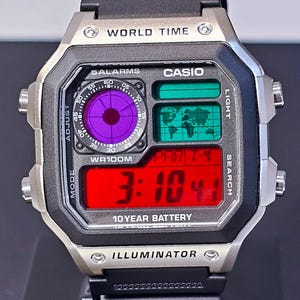 Custom Casio AE1200 Watch: Multi-Color Display Mod - World Time