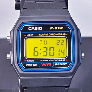 Custom Color Casio F91 Watch: Retro Modified Digital Wristwatch