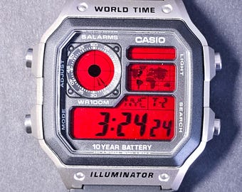 Reloj Casio AE1200 Mod personalizado: reloj de pulsera digital con pantalla a color única