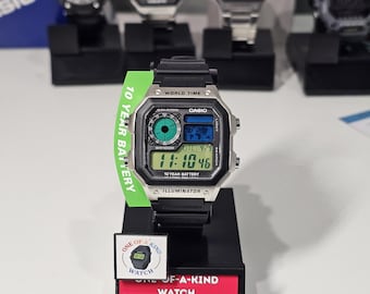 Casio AE1200 custom mod-horloge: meerkleurendisplay - digitaal polshorloge wereldtijd