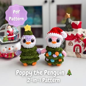 Poppy the Penguin Crochet Pattern – Amigurumi 2-in-1 Christmas Plushie