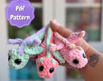 Crochet Ember the Dragon PDF Pattern, Amigurumi Low-sew Small Dragon