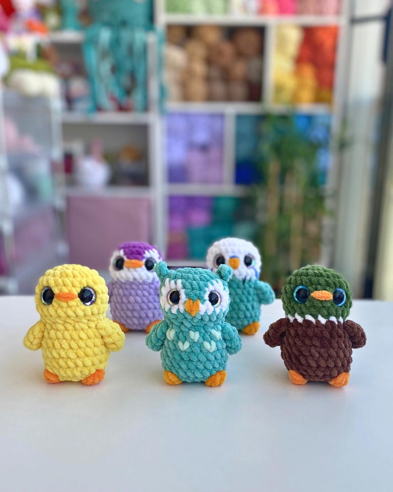 Crochet Baby Birds Pattern Bundle, Amigurumi No Sew Chick, Penguin, Owl ...