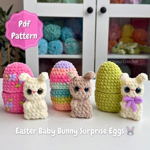 Crochet Easter Baby Bunny Surprise Eggs Pattern, No-sew Amigurumi