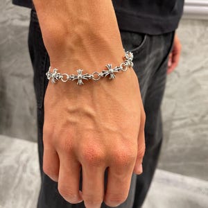 925 Silver Cross Bracelet – Chic Gothic Style for Men and Women - Etsy