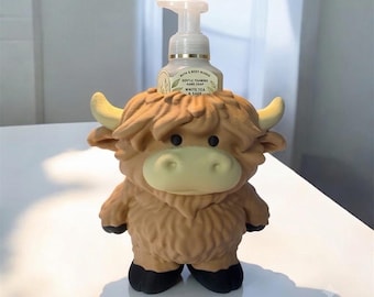 Highland Cow Soap Holder for BBW Bottles, Cute Farmhouse Bathroom Decor, 3D Printed, Soap Bottle Stand