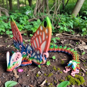 Regenbogen Schmetterling Drache Figur - 3D Gedrucktes PLA Sammlerstück (21 Zoll)