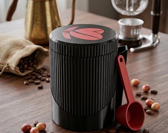 3D Printed Coffee Canister, Modern Kitchen Storage Jar, Coffee Bean Holder, Artisan Countertop Decor, Eco Friendly Gift