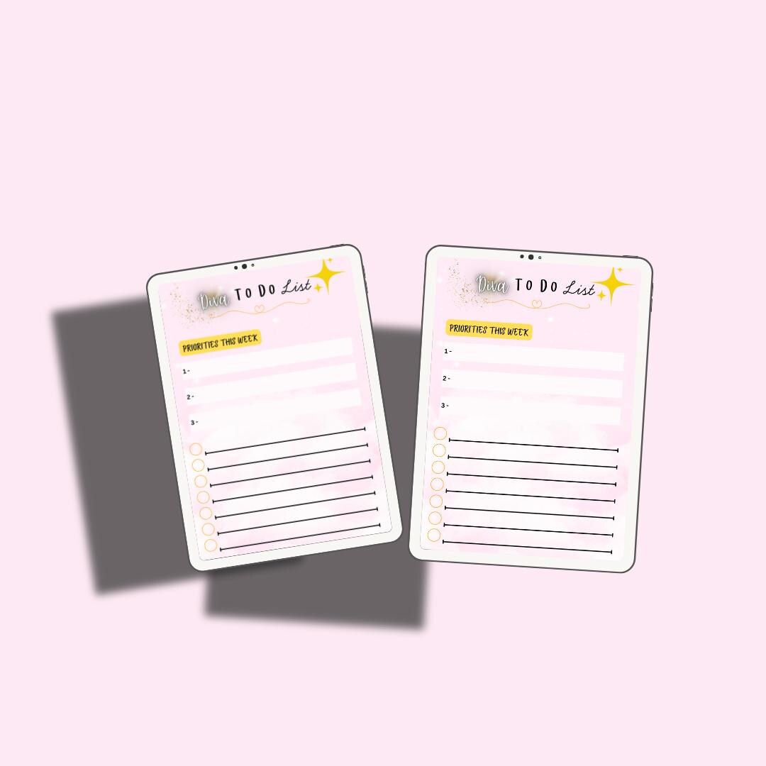 Pink Girly Glam to Do List - Gold and Pink Glamour Priorities and Tasks ...