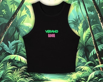 Fitted Micro Rib Racer Tank Top: Karol G Verano Rosa Design