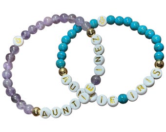 Custom Beaded Name Bracelet with Cross Charm