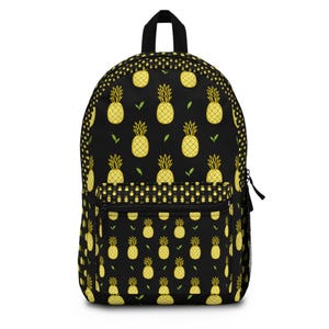 Pineapple Print Backpack - Fun Travel Bag, School Essentials, Tropical Vibe, Gift for Students, Beach Outings