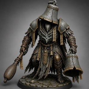 Bell Golem Miniature | Dark Fantasy D&D Monster | Soulslike RPG Boss | 32mm Tabletop | Resin