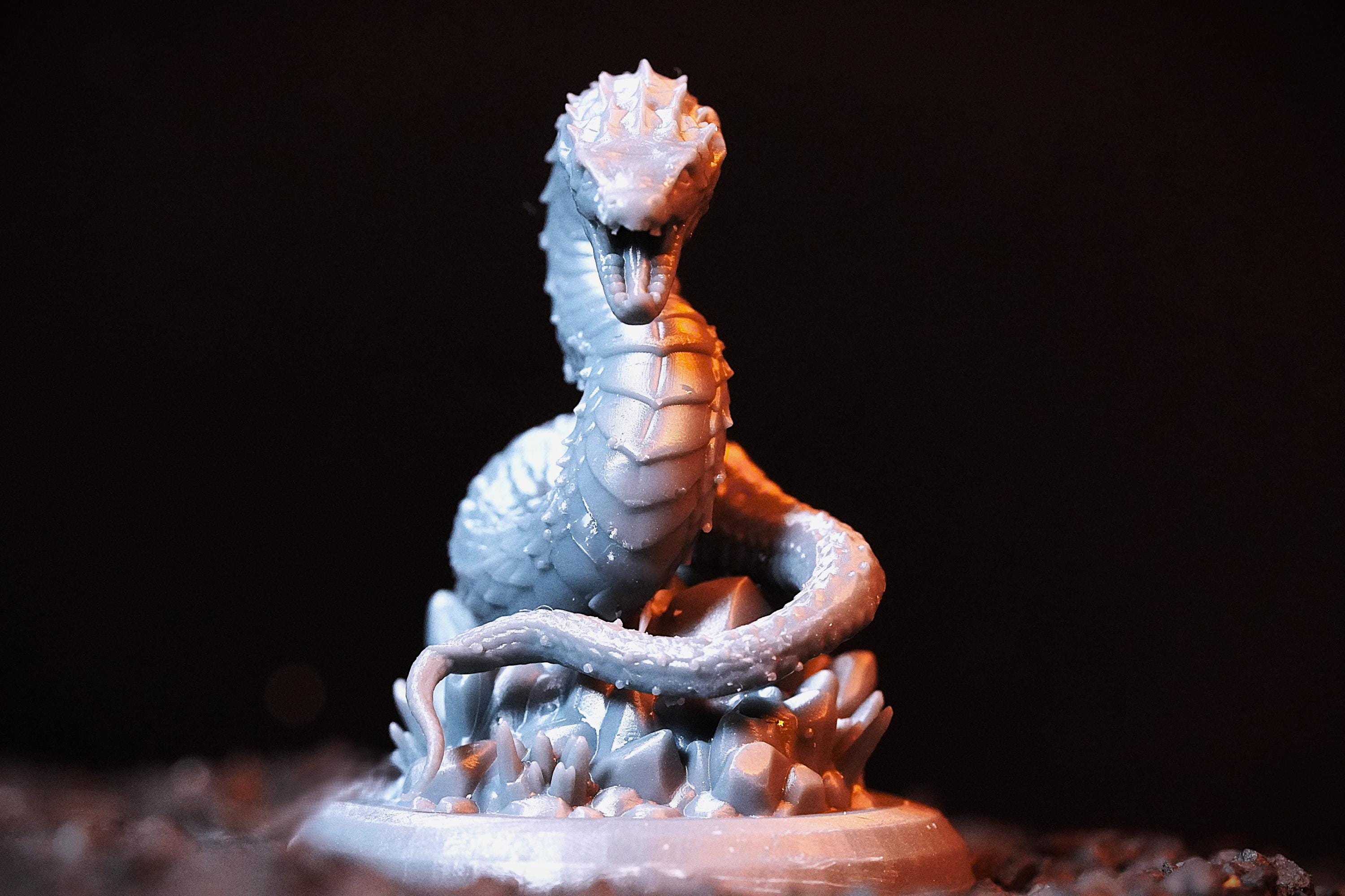 Asp Snake Pathfinder Giant Snake Miniature D&D, Pathfinder, Fantasy 3d Printed Resin ...