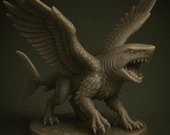 Shark Eagle Hybrid miniature: D&D, Pathfinder, Fantasy 3d printed resin miniature