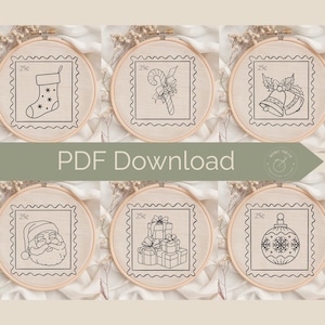 Wzory do haftu na znaczki świąteczne: Zestaw 6 wzorów znaczków świątecznych (wzór PDF)