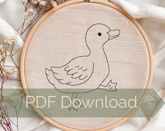 あひるページ アヒルの子 赤ちゃんアヒルの池 ピンクの花 春 パンチニードル刺繍