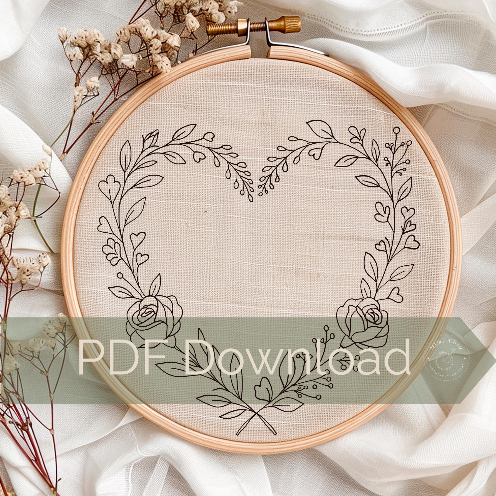 Floral Heart Hand Embroidery Pattern Instant PDF Download - Etsy
