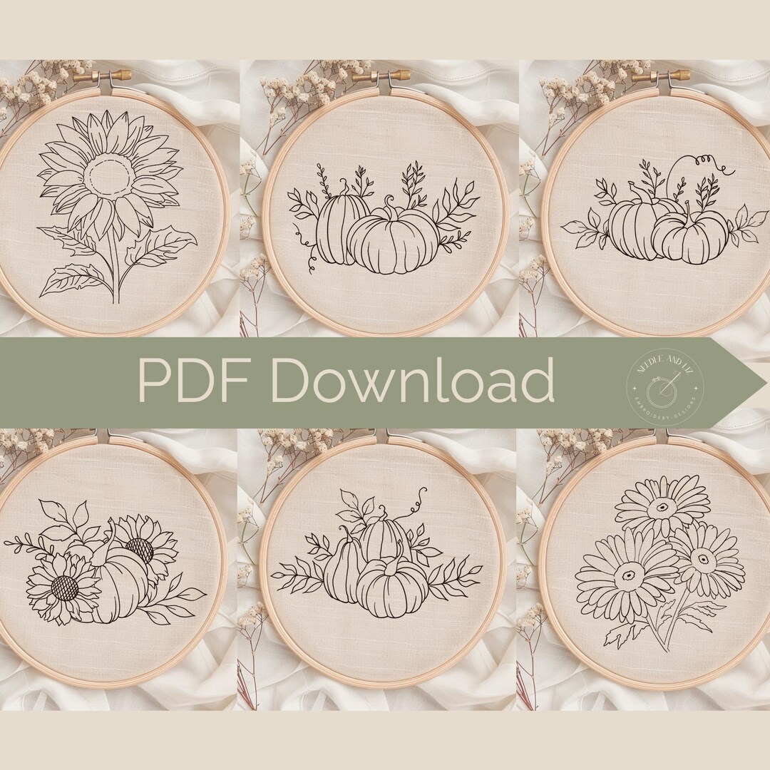 Fall Pumpkin Hand Embroidery Pattern Instant PDF Download - Etsy