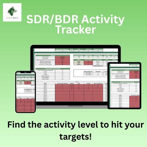 SDR/BDR Prospecting Activity Tracker: Target Calculator (excel + Google ...
