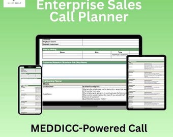 Planejador de Chamadas de Vendas B2B: Modelo de Descoberta Empresarial MEDDICC (Planilhas Google + Excel)