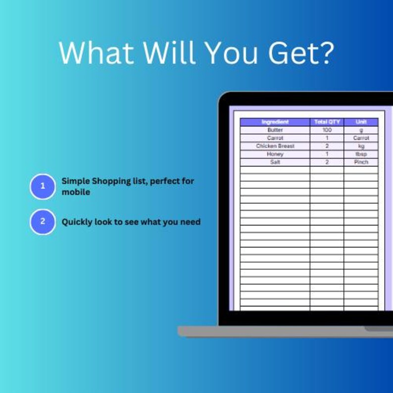 Simple Batch Cooking Meal Planner Template | Automated Grocery List ...