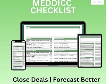 MEDDIC Sales Checklist Spreadsheet: Deal Health Checklist (Instant Download)