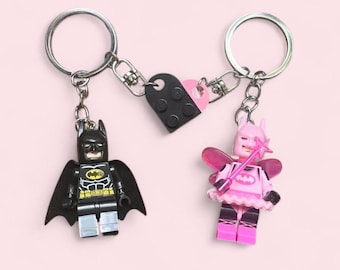 Cute Couple Matching Bat Man and Bat Girl Figurine Keychains, Gift for Boyfriend, Gift for Couples, Anniversary Present
