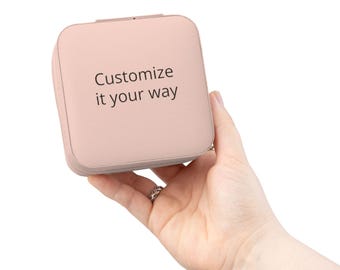 Estuche de viaje para joyas personalizable / Organizador compacto de anillos y pendientes, rosa