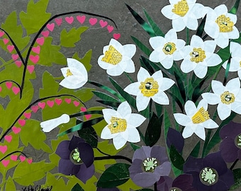 Spring Song - 11x14 original paper collage art