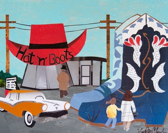 Hat 'n' Boots - giclee reproduction - 8" x 10"