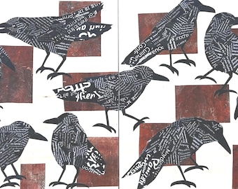 Murderous 5.6 Crow Diptych - original mixed media collage