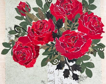 Mr Lincoln roses - mixed media art - original art