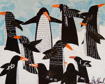 Penguin Party - giclee reproduction - 8" x 10"